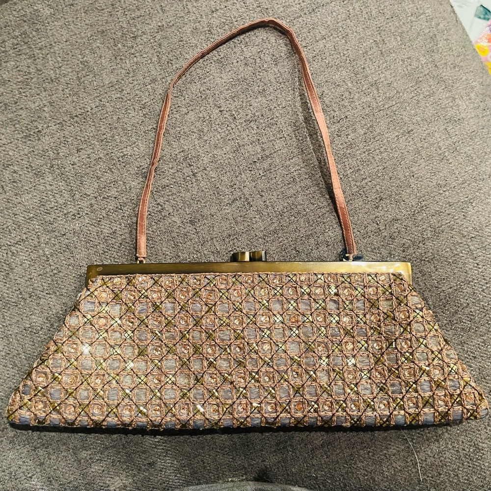 NWOT Vintage Santi gold/woven clutch